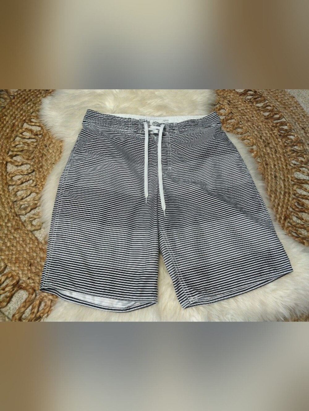 RVCA Men's Black & White Striped Board Shorts in size 31